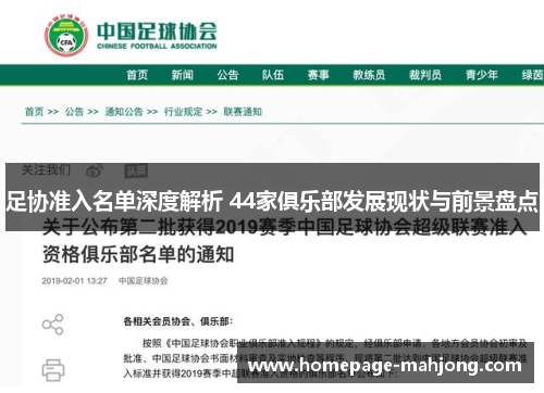 足协准入名单深度解析 44家俱乐部发展现状与前景盘点