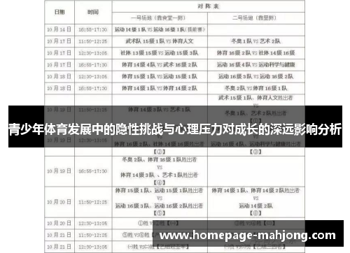青少年体育发展中的隐性挑战与心理压力对成长的深远影响分析 青少年体育发展中的隐性挑战与心理压力对成长的深远影响分析