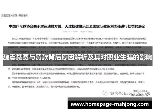 魏震禁赛与罚款背后原因解析及其对职业生涯的影响 魏震禁赛与罚款背后原因解析及其对职业生涯的影响